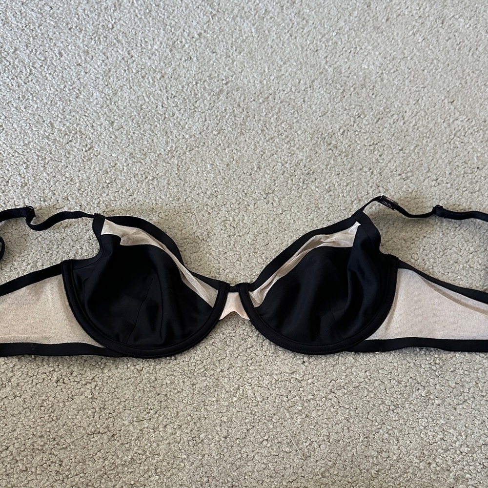 Victoria's Secret Black and Cream Underwire Balconette Bra